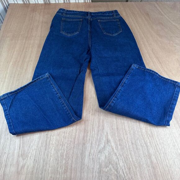 Shein Rock Baby Jeans Women’s L Blue Denim Smiley Face Patch Distressed Y2K - Picture 5 of 8